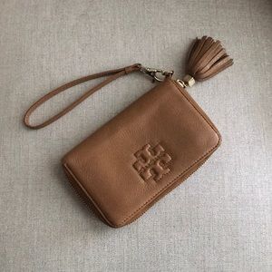 Tory Burch Tassel Tan Smartphone Wallet Wristlet